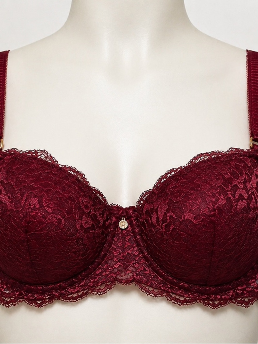 Marilyn Monroe 38C Burgundy Lace Balconette Bra Underwire Sexy